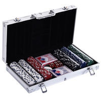 POKERKOFFER DE-10716 300 Chips mit 2 Kartendecks & 5 Würfeln Silber - Multicolor, Kunststoff (20.5/38cm) - ComfortXL