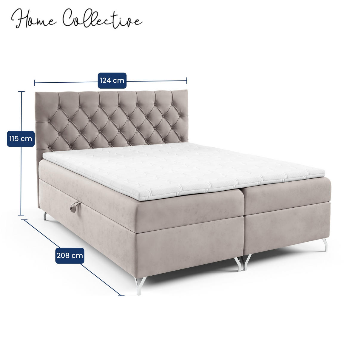 BOXBETT mit Stauraum und Topper Beige 120x200 cm - Beige, Textil (120/200cm) - Home Collective