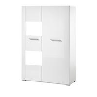 VITRINE weiß Hochglanz 80 x 123 cm, Vitrinenschrank mit 5 Fächern - Chromfarben/Weiß Hochglanz, Glas/Holzwerkstoff (80/123/35cm) - Furn.Design