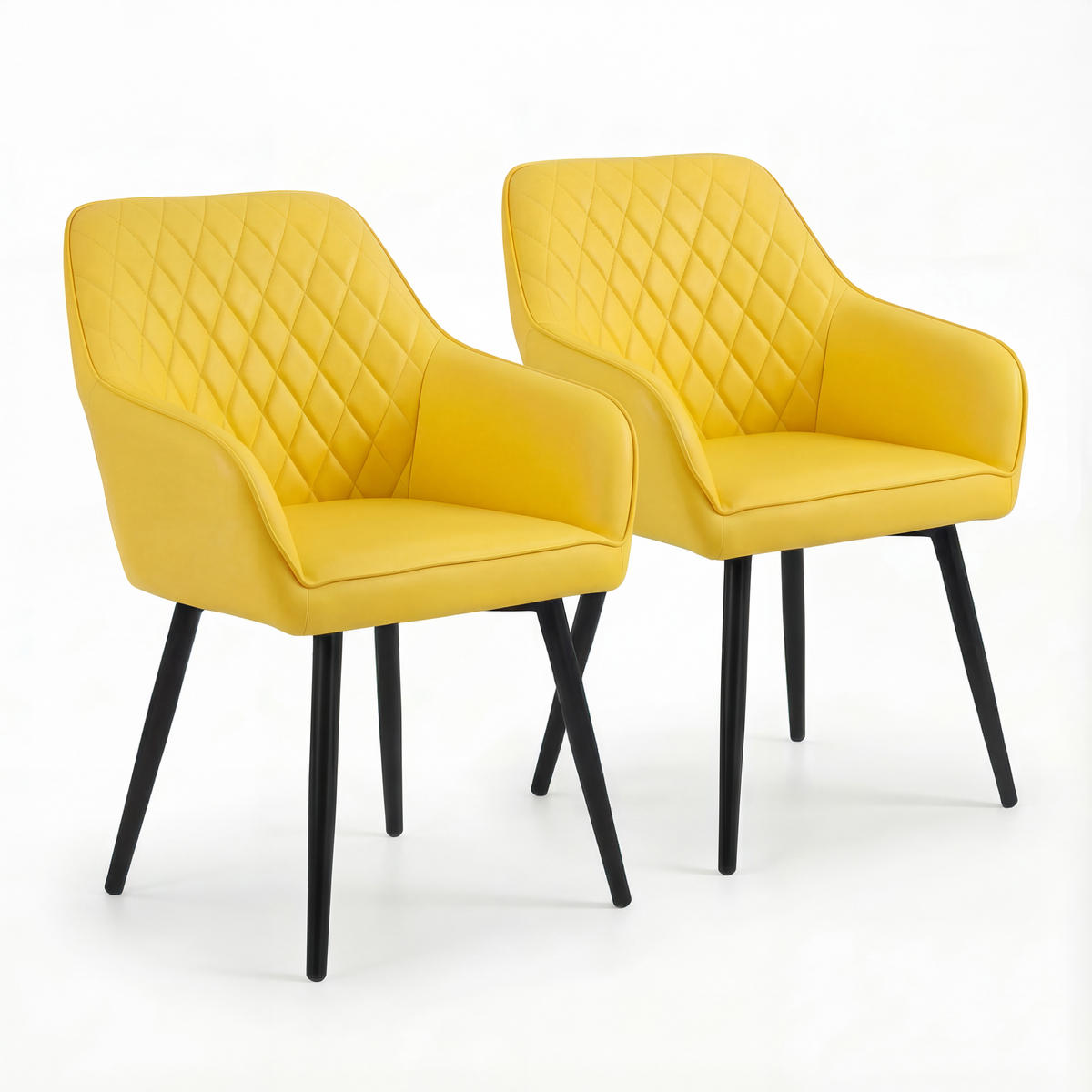 ARMLEHNSTUHL-SET 2 Stück in Kunstleder(YZ8) - Gelb, Textil (59/78/65cm) - HOMAVO