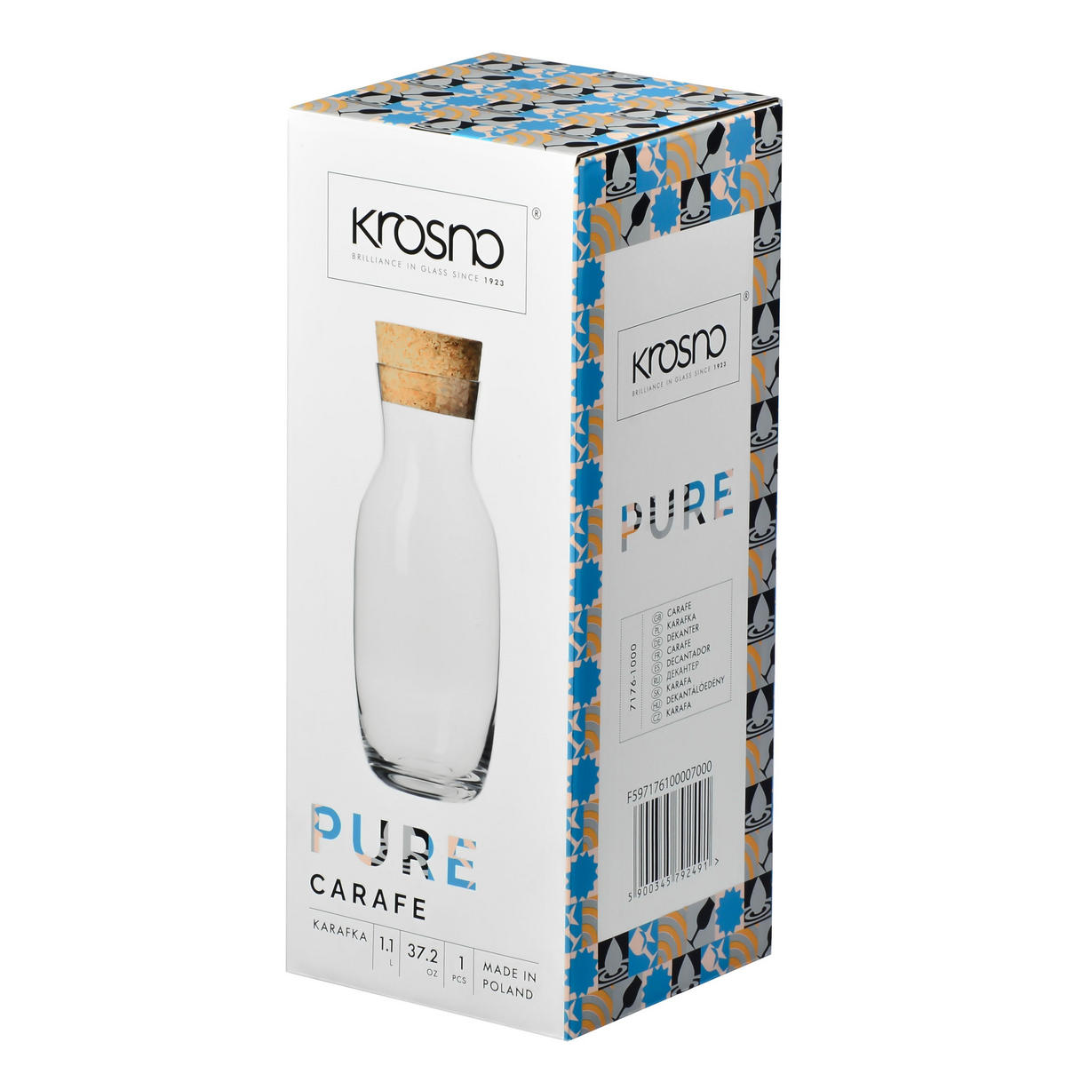 WASSERKARAFFE MIT KORKEN - Transparent, Glas (1.1L)