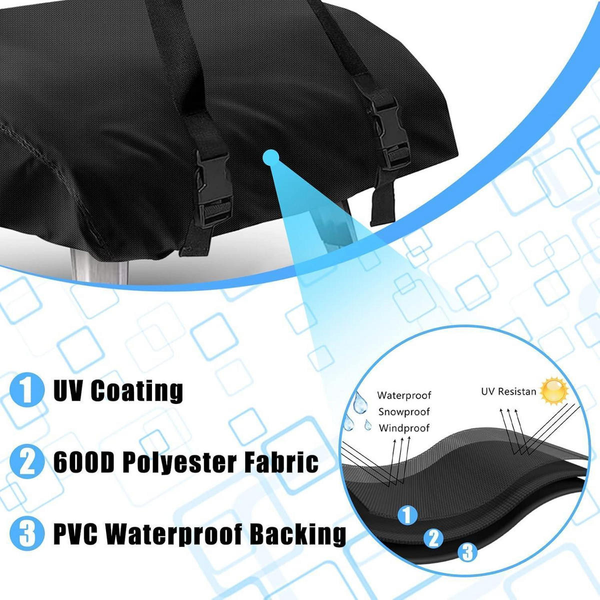 ABDECKUNG für Pizzaofen 64 x 41 x 17 cm Oxford 600D wasserdicht - Schwarz, Textil (41.9/17/64cm)