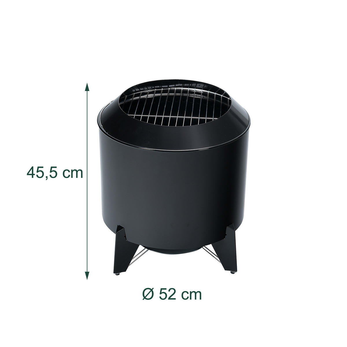 FEUERSCHALE - Schwarz, Metall (52/45.5/52cm) - Relaxdays