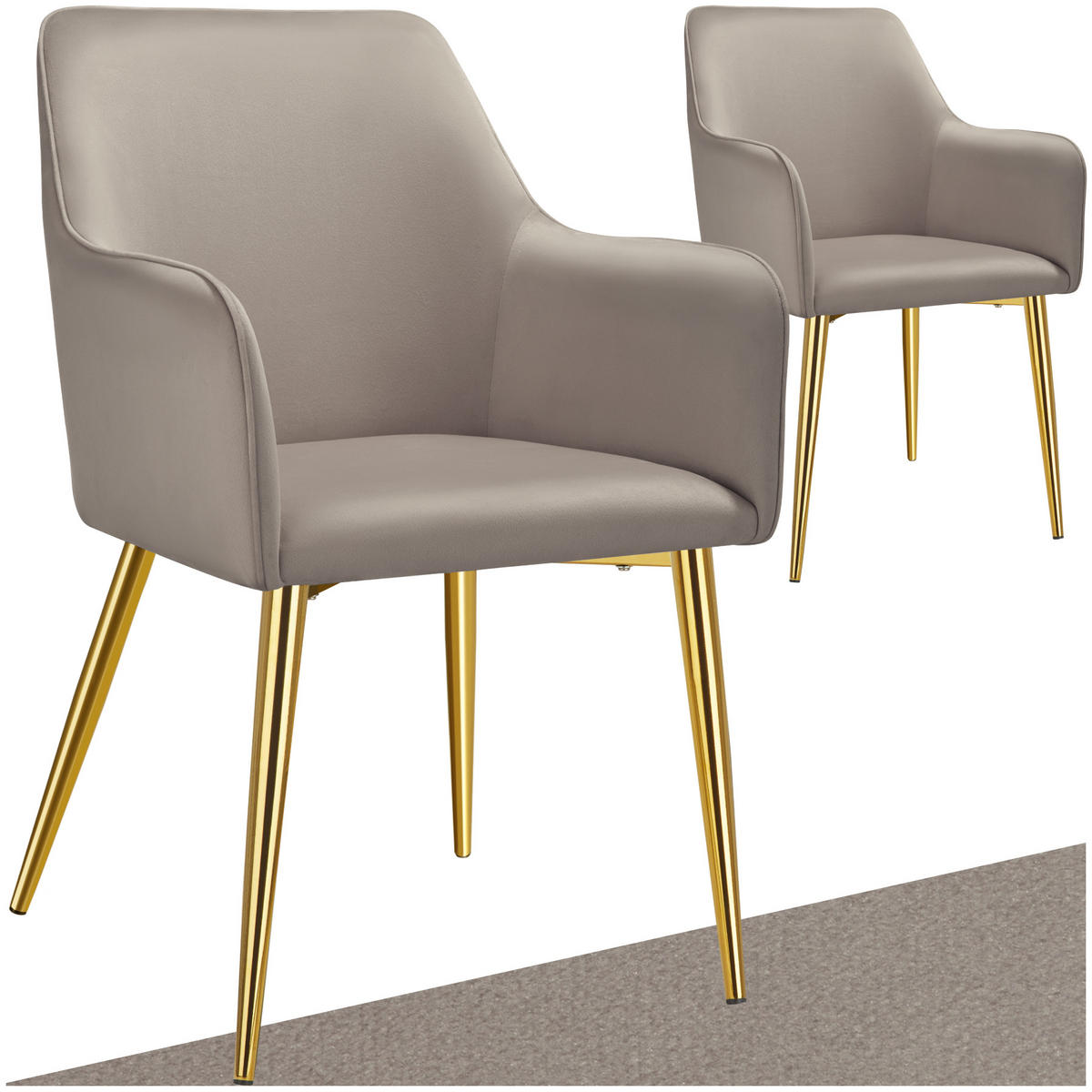 ARMLEHNSTUHL 2er Set Avane 55 x 63 5 x 86 5 cm taupe - Taupe, Textil (55/86.5/63.5cm) - tectake