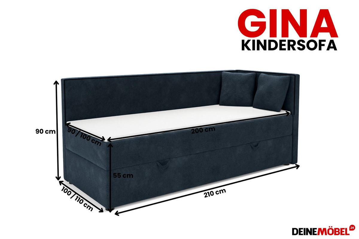 BOXBETT GINA 90/200 in Boucle Dunkelblau H4 - Dunkelblau, Holz/Holzwerkstoff (90/200cm) - Deine Möbel 24