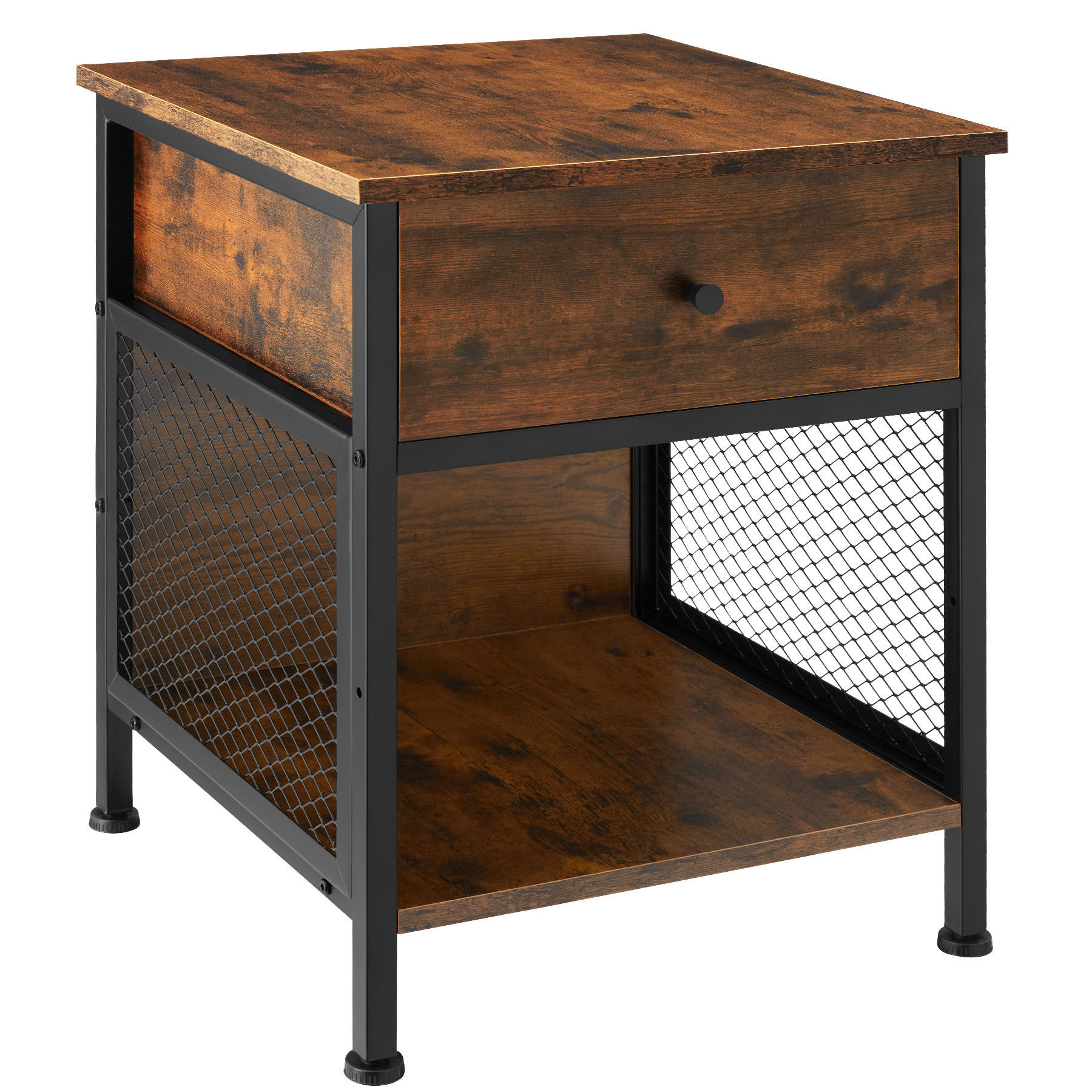 NACHTSCHRANK Killarney, 45 x 46 x 55,5 cm, Industrial Holz dunkel, rustikal - Rostfarben, Holzwerkstoff (45/55.5/46cm) - tectake