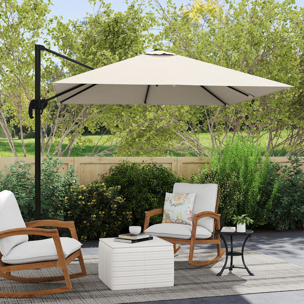 AMPELSCHIRM DE-11437 neigbar, 360° drehbar, 2,5 x 2,5 m Creme - Creme, Metall (245/245cm) - ComfortXL