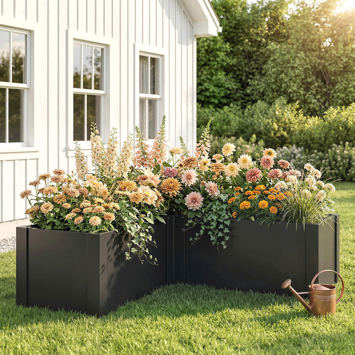 METALL-HOCHBEET Verzinkter Stahl Schwarz - Schwarz, Metall (150/55/150cm) - Outsunny