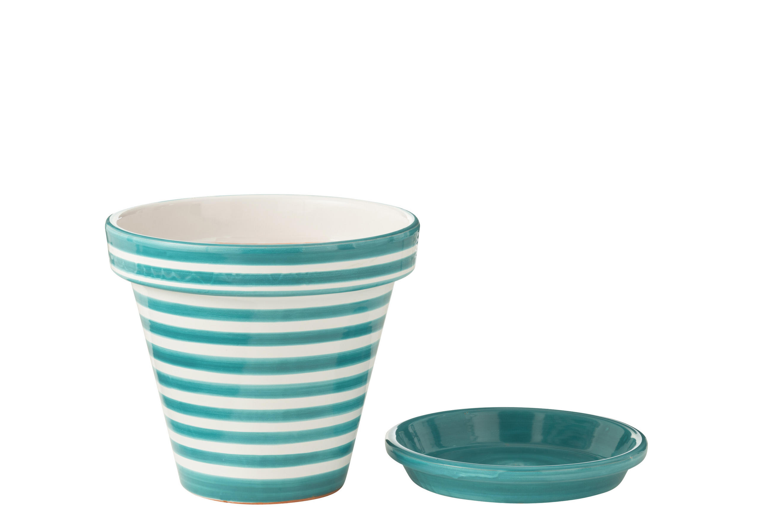 BLUMENTOPF GRANADA STRIPES - Töpferei - Aqua - L - Ø 35 cm - Multicolor, Keramik (35/33cm) - J-Line