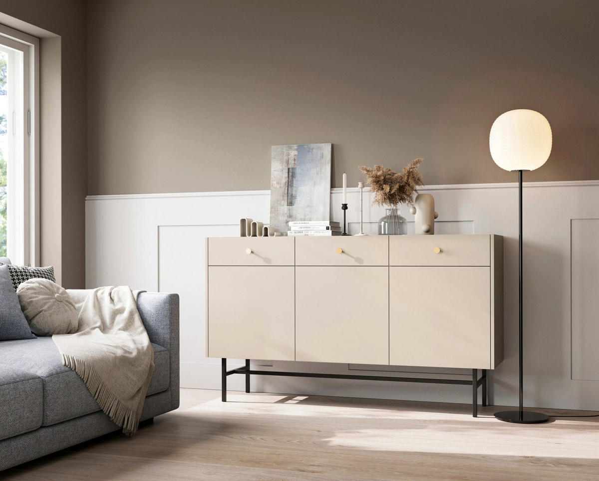 KOMODA Divenos greige 155 cm - černá/zlatá, kov/kompozitní dřevo (155/89.4/39cm) - Selsey