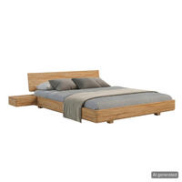 MASSIVHOLZBETT Lena mit 2 Nachttischen, 120/200, Eiche - lackiert, Naturfarben - Eichefarben, Eichenholz/Holz (120/200cm) - Visby