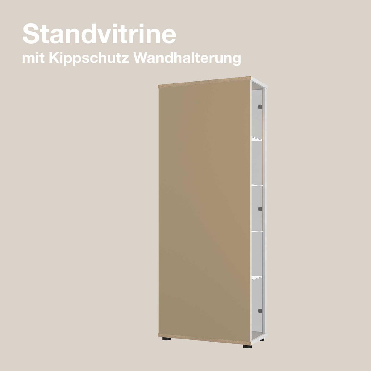 GLASVITRINE 33/67/176 cm mit Spiegel, LED, Schloss & 4 höhenverstellbaren Glasböden - Transparent/Silberfarben, Glas/Holzwerkstoff (67/176/33cm) - K-Möbel
