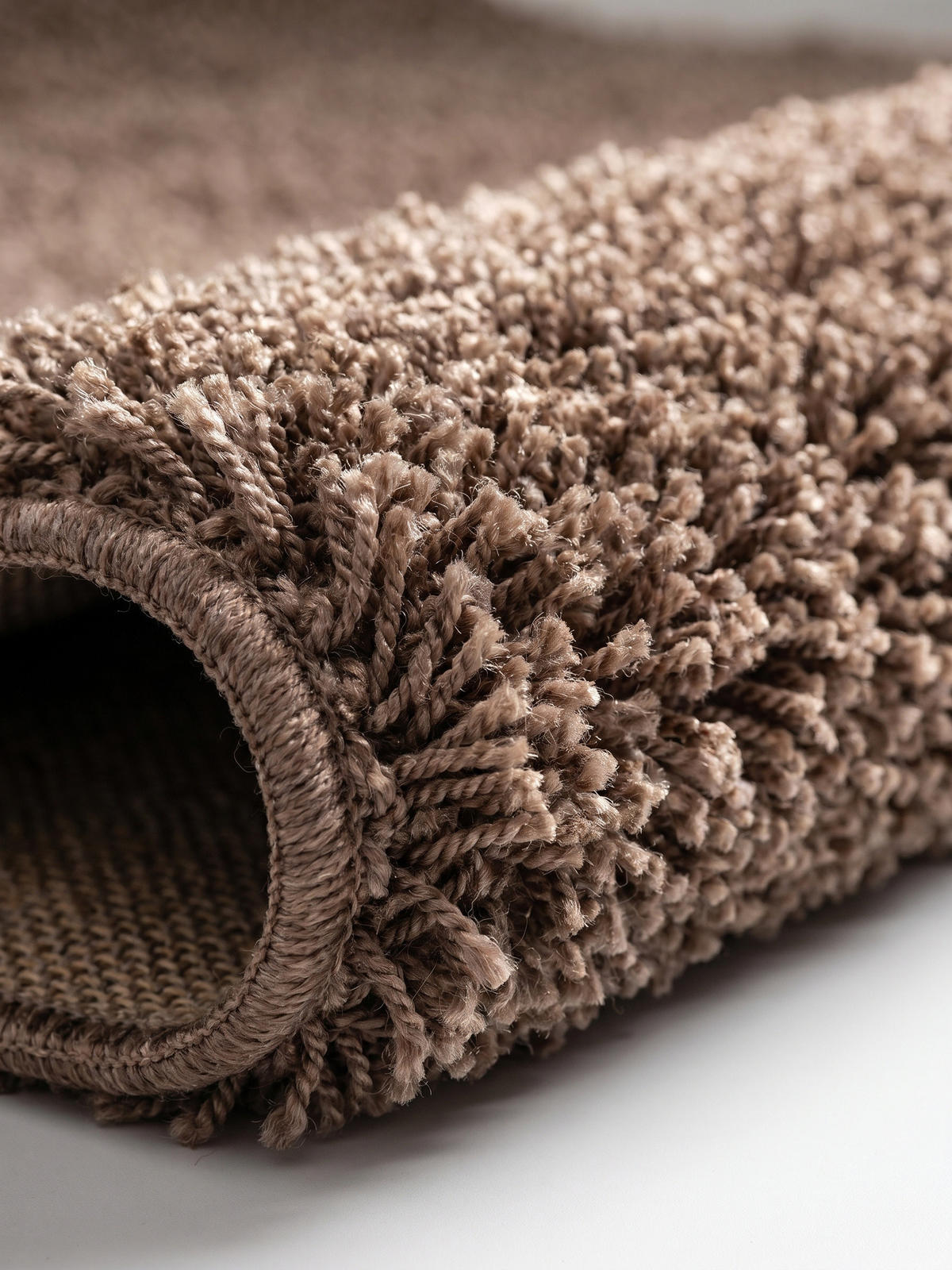 TEPPICH Hochflor Unifarben Polypropylen Wohnzimmer Shaggy Mokka Läufer 60x110 - Braun, Textil (60/110cm) - KADIMA DESIGN
