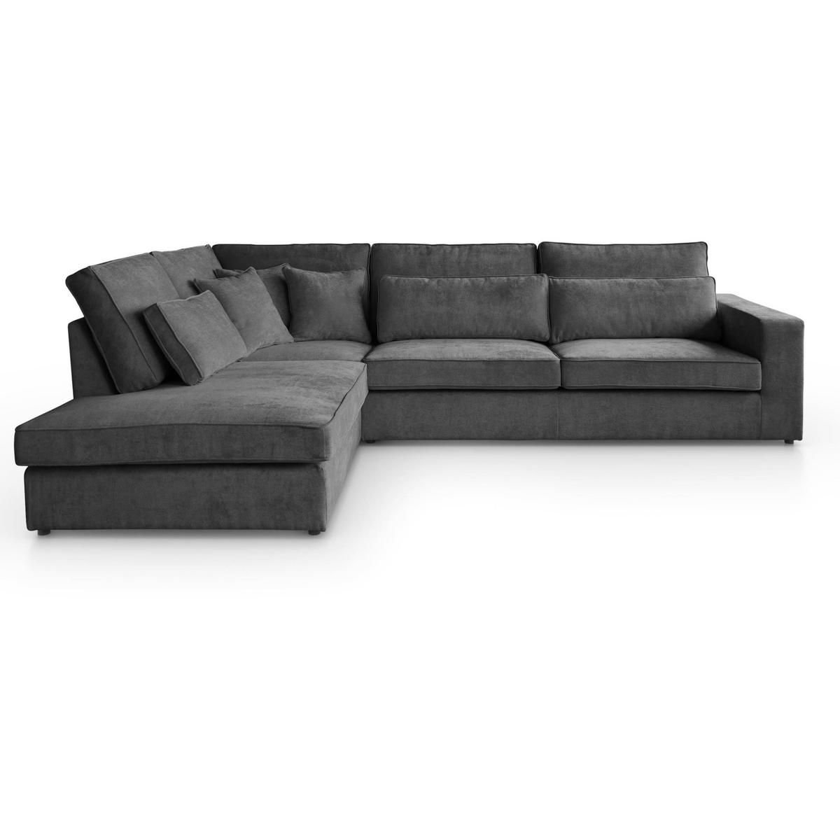 ECKSOFA Parma ohne Schlaffunktion dunkelgrau links - Dunkelgrau/Schwarz, Textil (314/224cm) - Beautysofa
