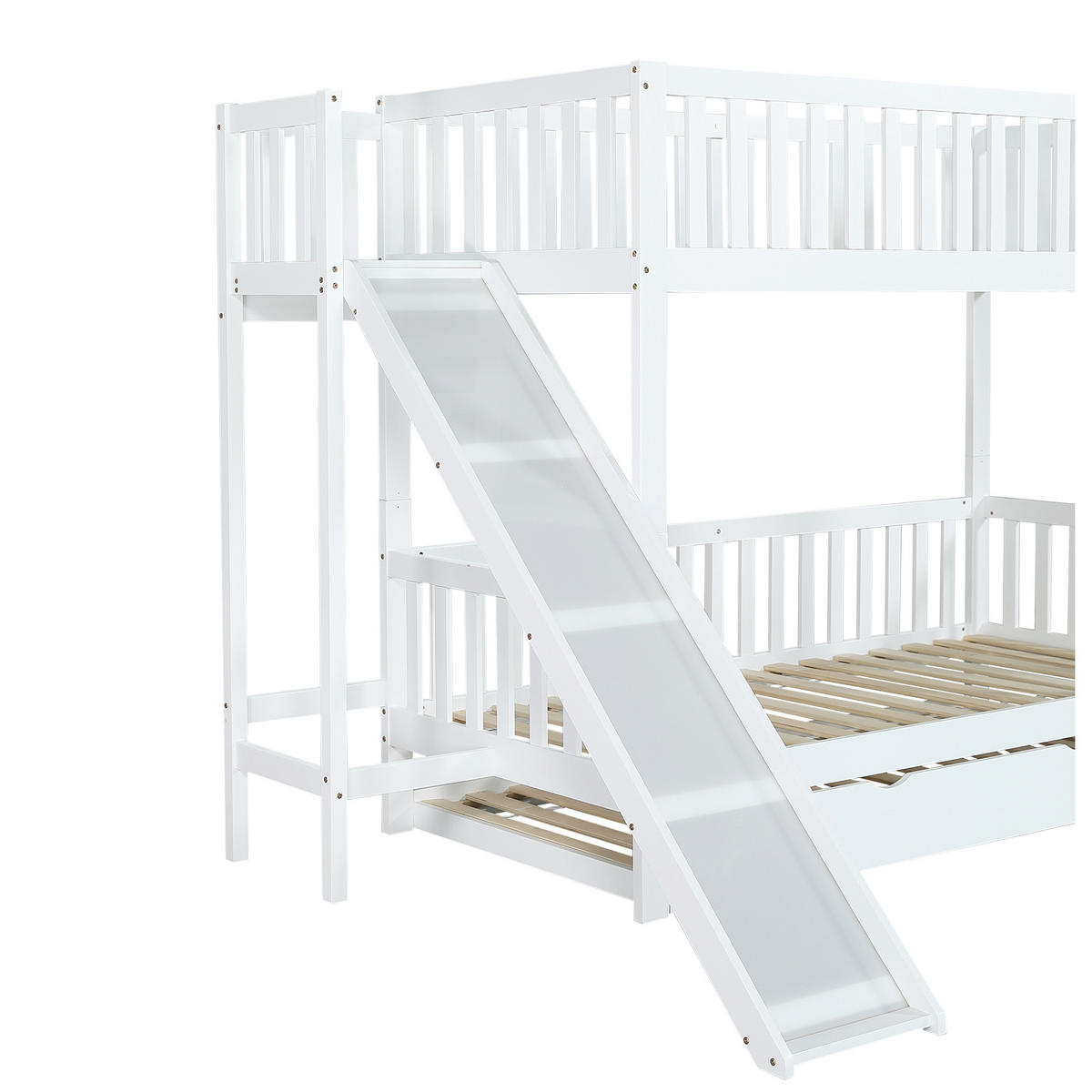 ETAGENBETT Kinderbett mit Rollbett Weiß 90x200/90x190cm - Weiß, Holz (90/200cm) - ComfortXL