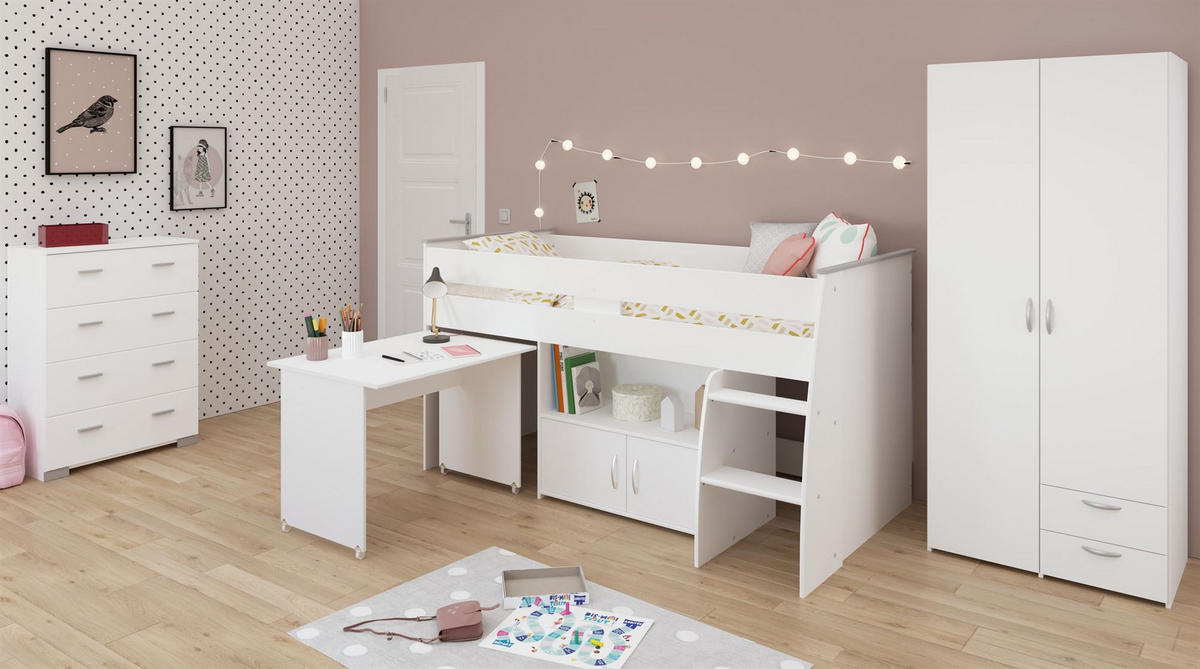 KINDERZIMMER SET Parisot Reverse 3-tlg. Holzdekor Weiß - Weiß, Kunststoff (100/1/200cm) - 58aufmkessel