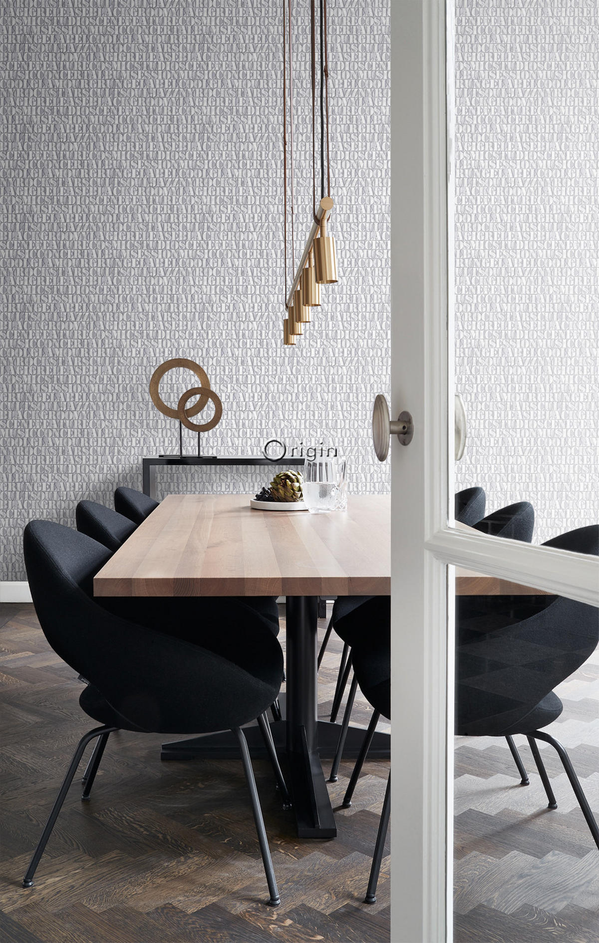 TAPETE alte eiserne Druckbuchstaben 53 cm x 10.05 m - Grau, Papier (53/1000cm) - Origin Wallcoverings