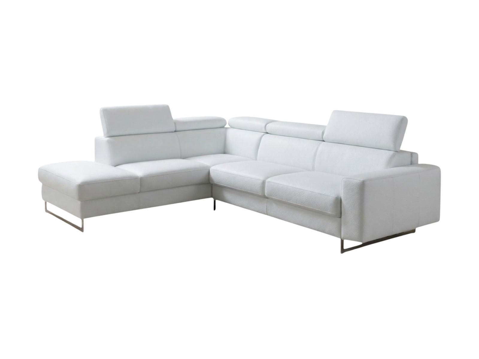 ECKSOFA Gotham Echtleder mit Bettfunktion Weiß - Weiß, Leder/Metall (227/237cm)