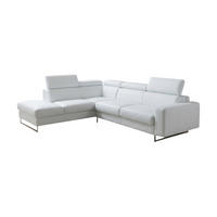 ECKSOFA Gotham Echtleder mit Bettfunktion Weiß - Weiß, Leder/Metall (227/237cm)