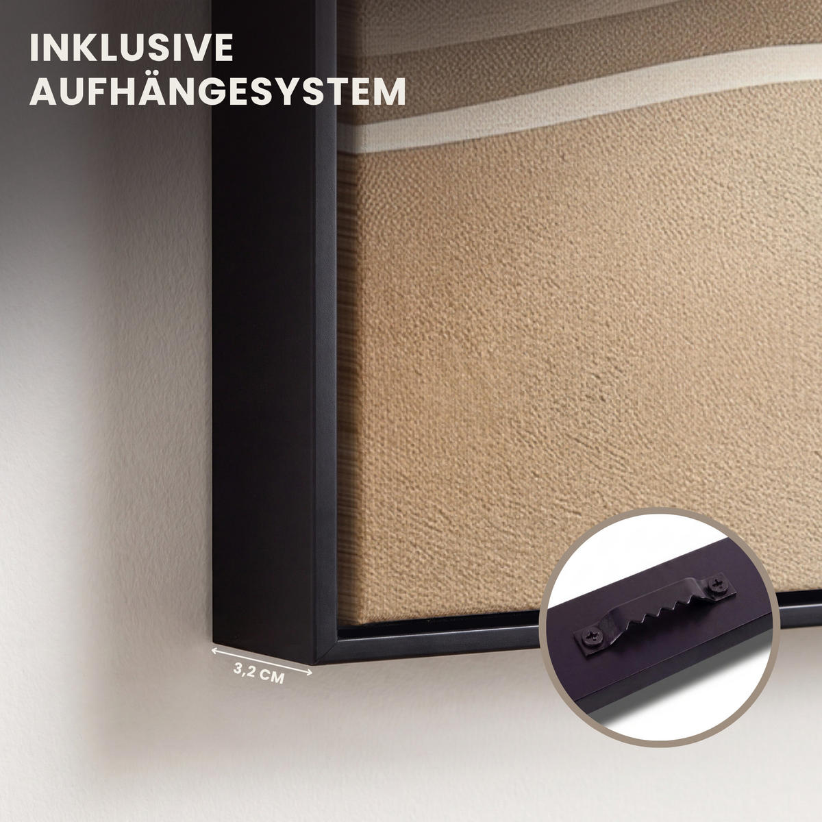 LEINWAND Bilder mit Rahmen - Beige - Natur - Abstrakt - Modern - 90x90 - Beige, Textil (90/90cm) - MuchoWow