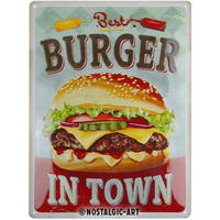 BLECHSCHILD 30/40 cm Best Burger in Town - Multicolor, Metall (30/40/0.2cm) - Nostalgic-Art