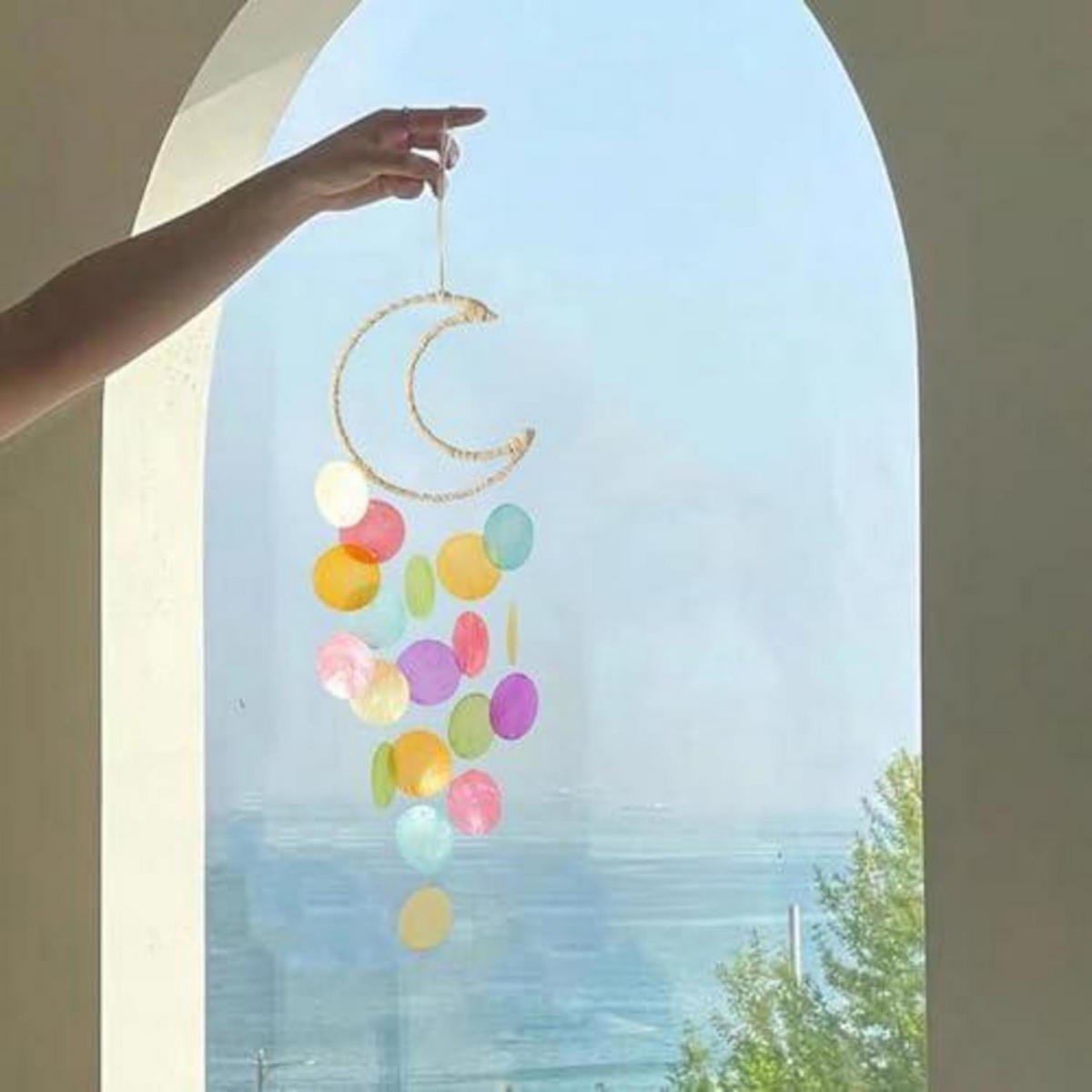 WINDSPIEL Muschel Blau 15 x 55 cm - Multicolor, Naturmaterialien (55/15/1cm)