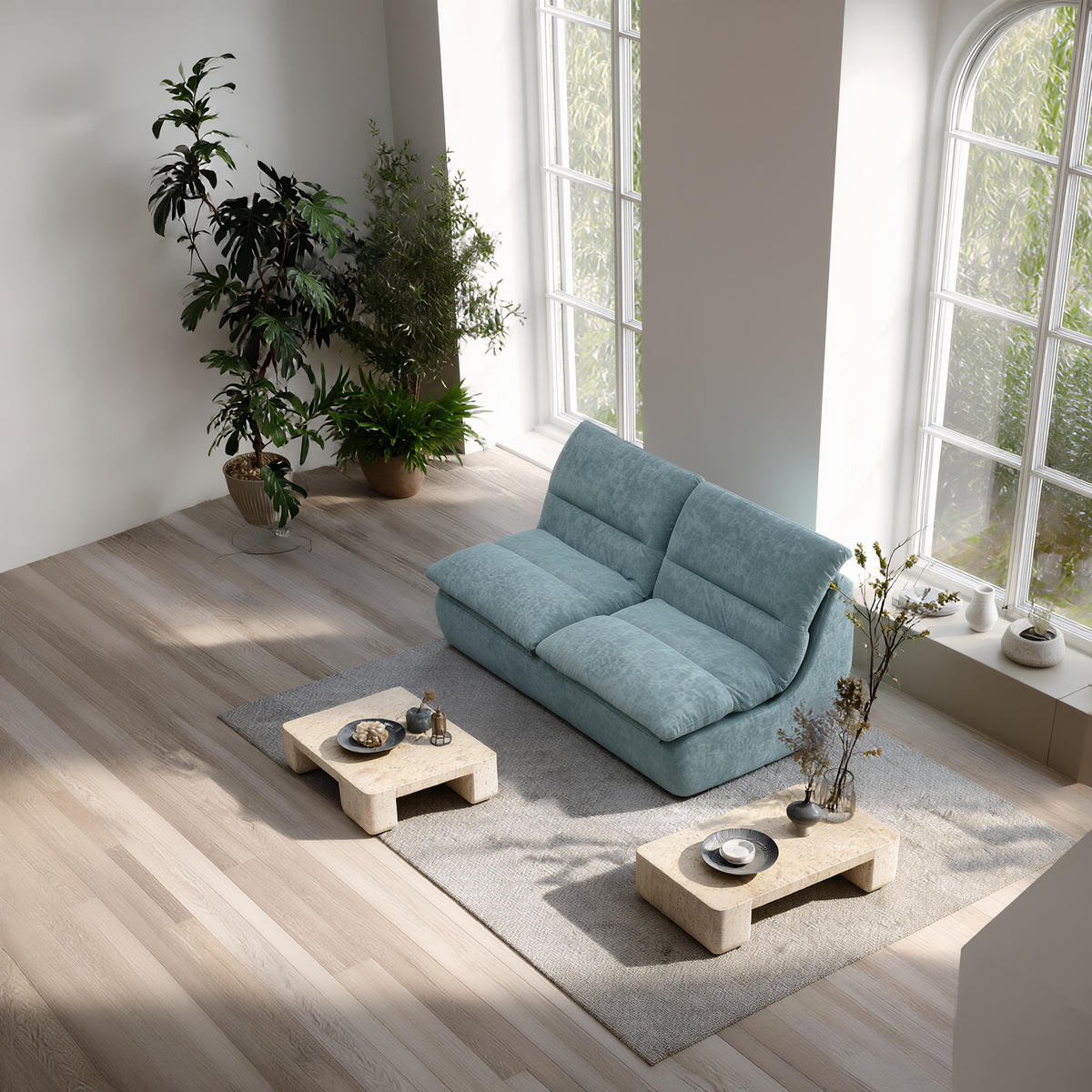 SOFA Nuvia Doppel 2-Sitzer - Salbei - Salbeigrün, Textil (160/73/100cm) - COCO Living