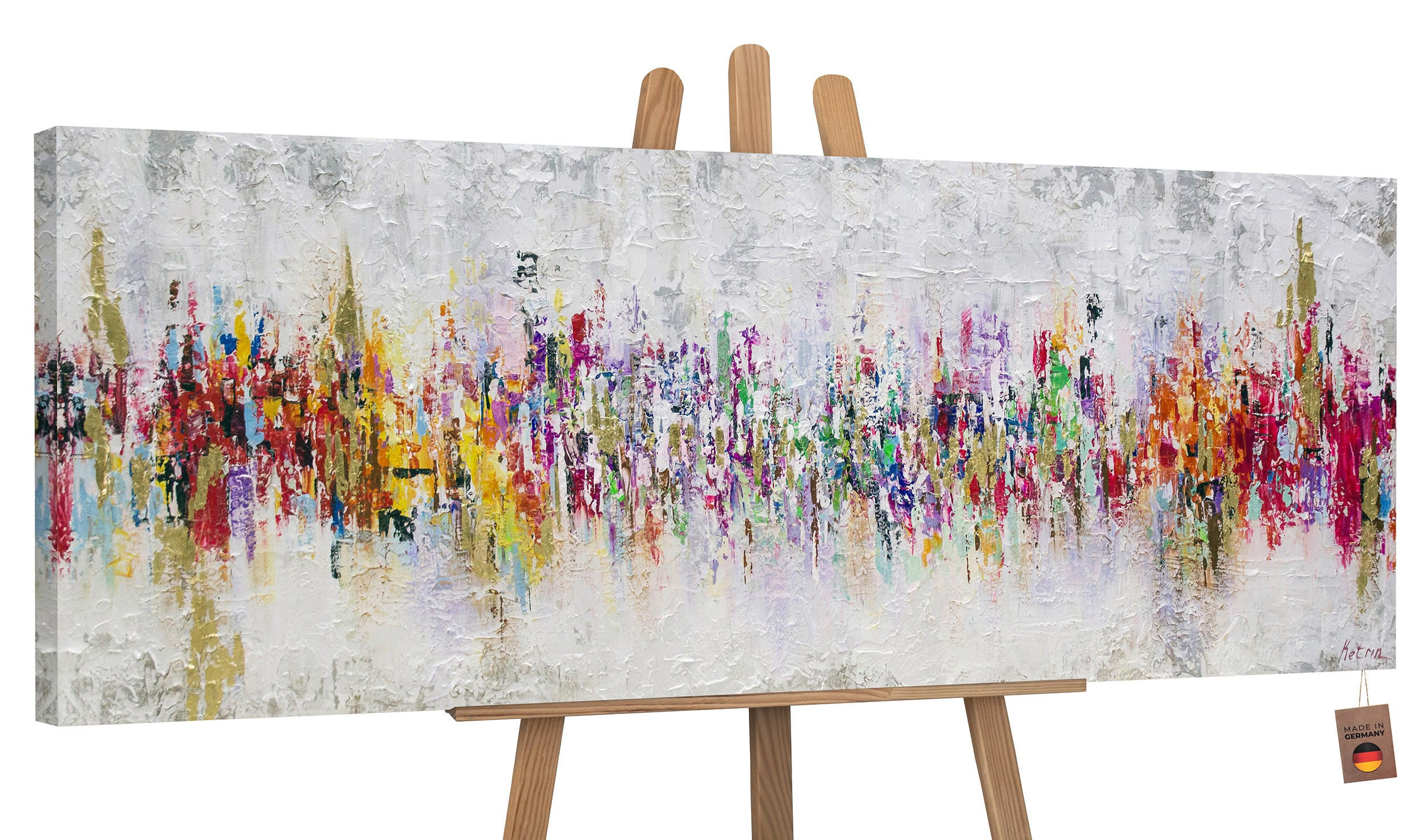 GEMÄLDE Abstraktion II auf Keilrahmen 120x40 cm - Multicolor, Holz (120/40cm) - YS-art gallery