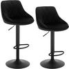 BARHOCKER 2er Set, aus Samt, Drehbar, Schwarz - Schwarz, Textil/Metall (47/83/39cm) - Woltu