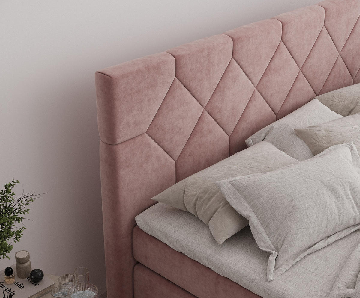 BOXSPRINGBETT Toma Rosa 160/200 cm - Schwarz/Rosa, Holz/Holzwerkstoff (160/200cm) - Maison de Reve