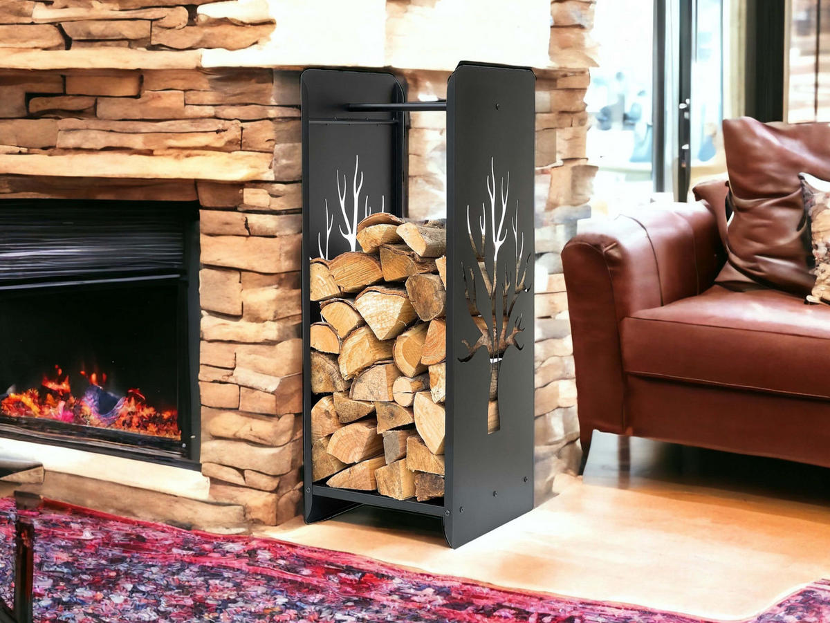 KAMINHOLZREGAL Metall Schwarz 100 cm 10-1470 - Schwarz, Metall (40/100/40cm) - DanDiBo