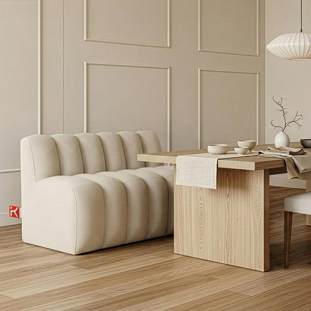 ESSZIMMERBANK CORDA, Cremig - Creme, Holz/Holzwerkstoff (123/78/71cm) - KONSIMO®