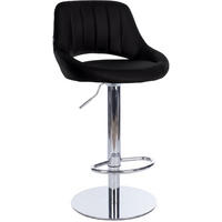 BARHOCKER Lederlook Schwarz - Chromfarben/Schwarz, Textil/Metall (47/83/48cm) - CLP