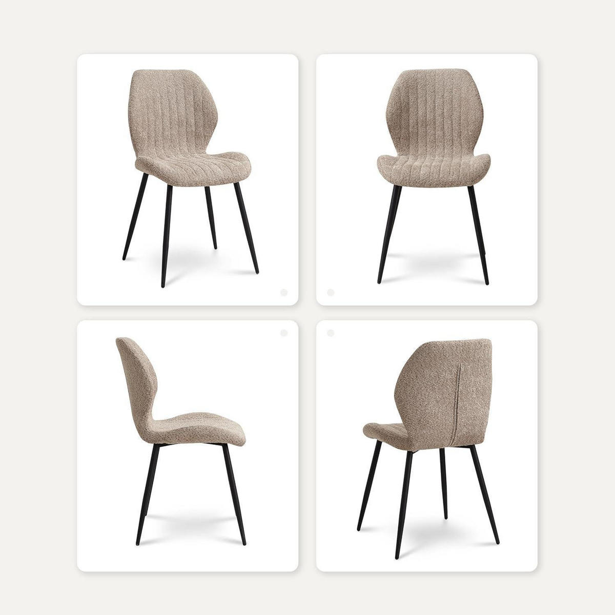 ESSZIMMERSTUHL 2er Set Stoff Braun Metallbeine - Beige, Textil (43/86/47.5cm)