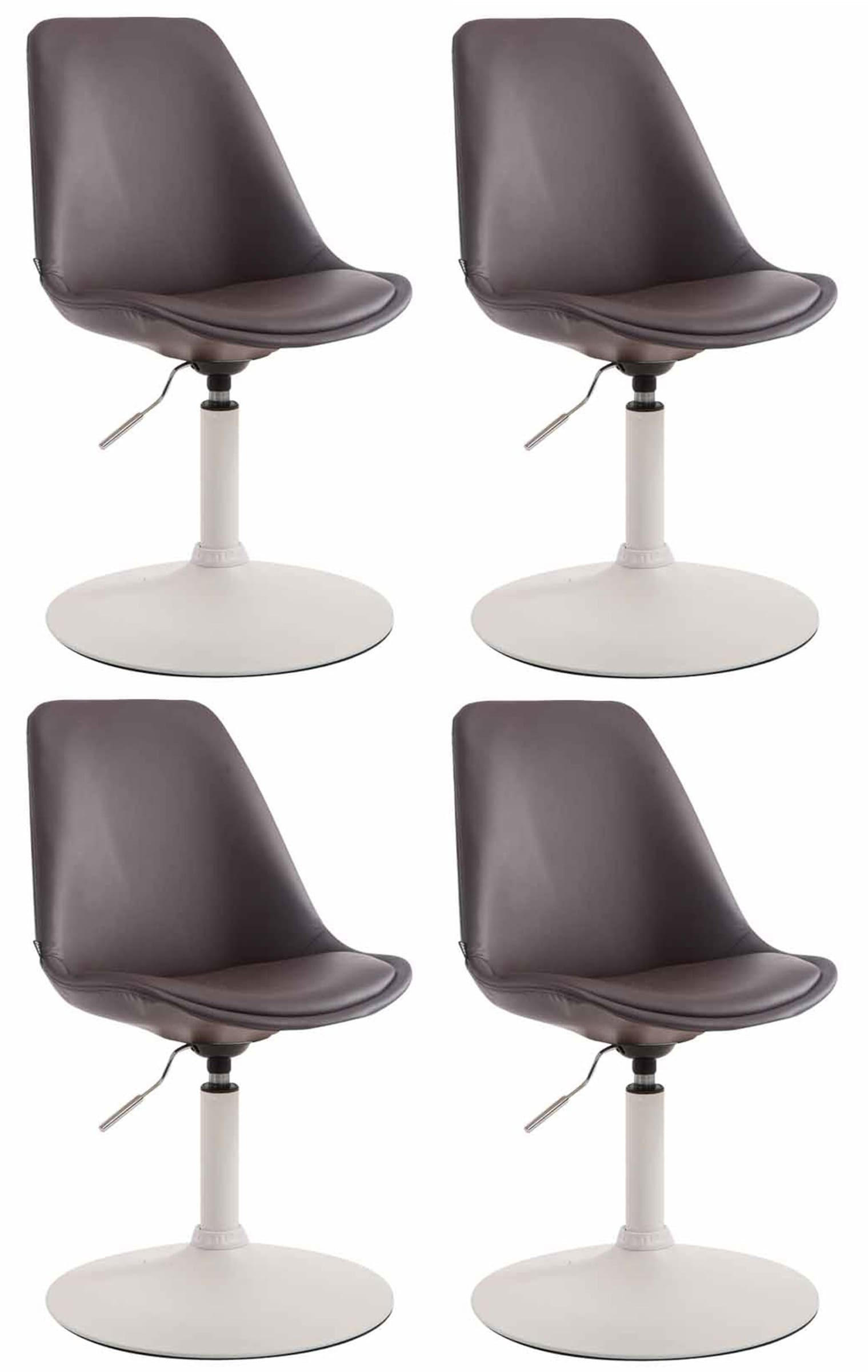 DREHSTUHL 4er Set Lederlook braun - Weiß/Braun, Textil/Metall (48/76/57cm) - CLP