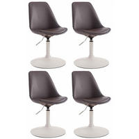 DREHSTUHL 4er Set Lederlook braun - Weiß/Braun, Textil/Metall (48/76/57cm) - CLP