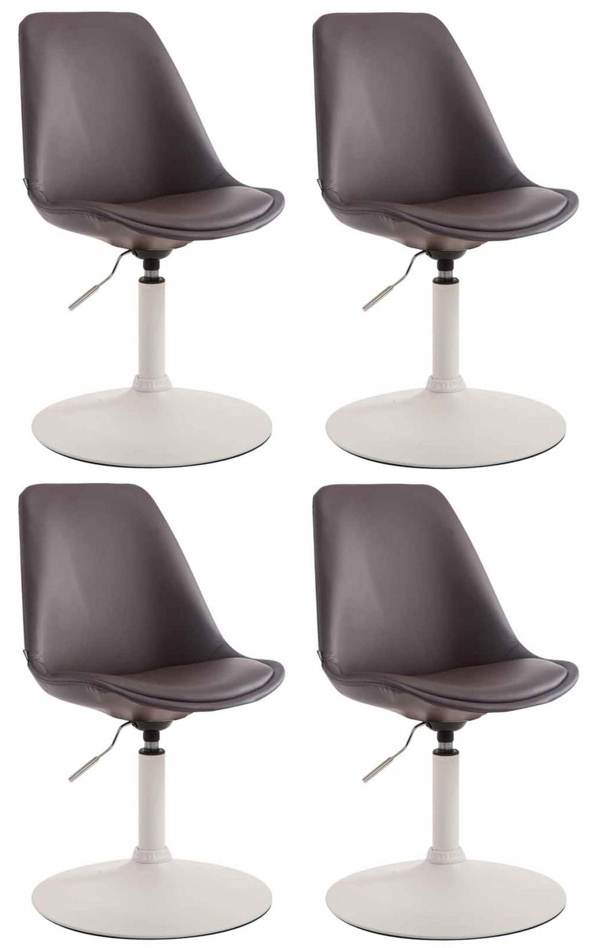 DREHSTUHL 4er Set Lederlook braun - Weiß/Braun, Textil/Metall (48/76/57cm) - CLP