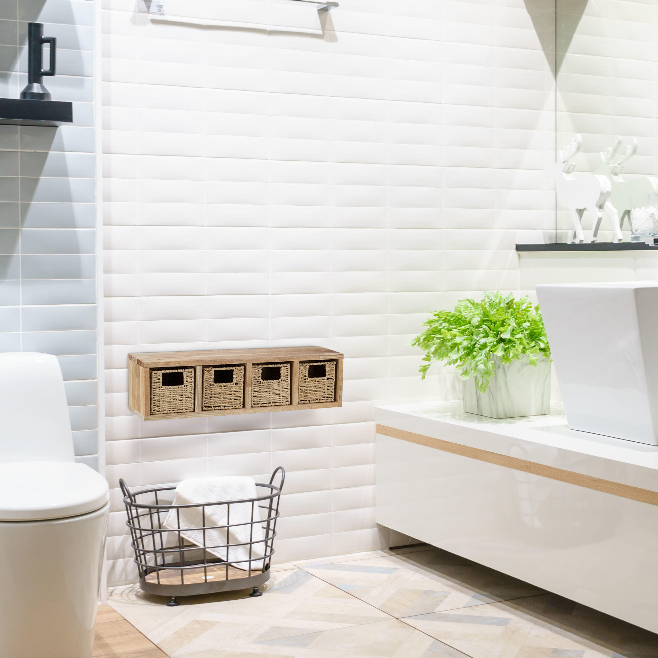 WANDREGAL - Hellbraun, Holz (61.5/16/18cm) - Relaxdays