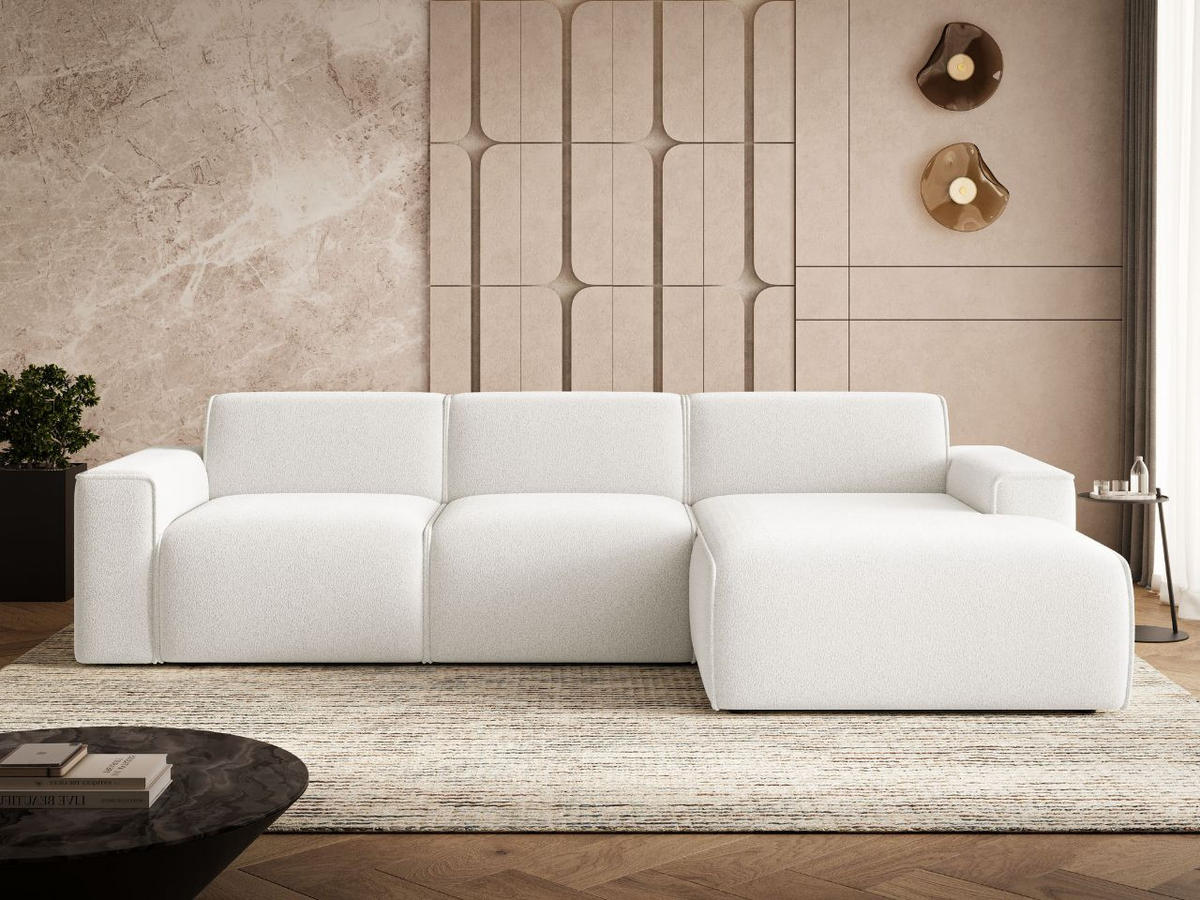 ECKSOFA Lavia Weiß Rechts - Schwarz/Weiß, Holz/Kunststoff (165/310cm) - Graingold