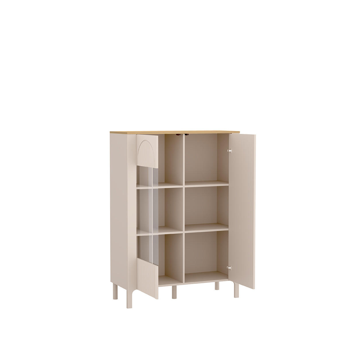 VITRINE Marbella Kaschmir, zweitürige Glasvitrine - Kaschmir, Holzwerkstoff (103/145/41cm) - Bettso
