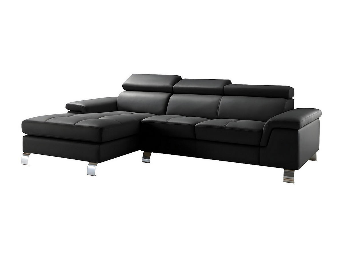 SOFA - 4 Personen - leder - schwarz Mishima - Schwarz, Leder/Metall (260/79/167cm) - Vente-Unique