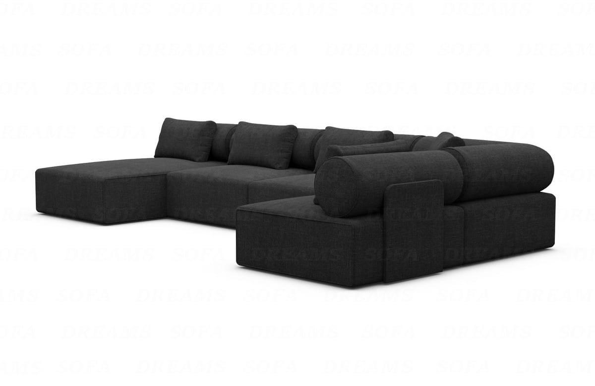 WOHNLANDSCHAFT Cipriani Schwarz Strukturstoff - Schwarz, Kunststoff (400/77/200cm)