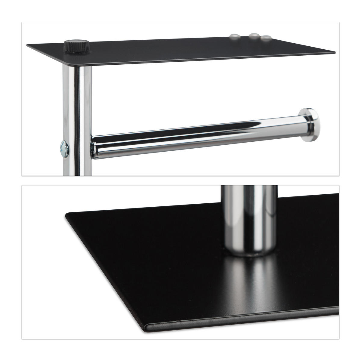 WC Garnitur - Silberfarben, Kunststoff/Metall (20/66.5/13.5cm) - Relaxdays