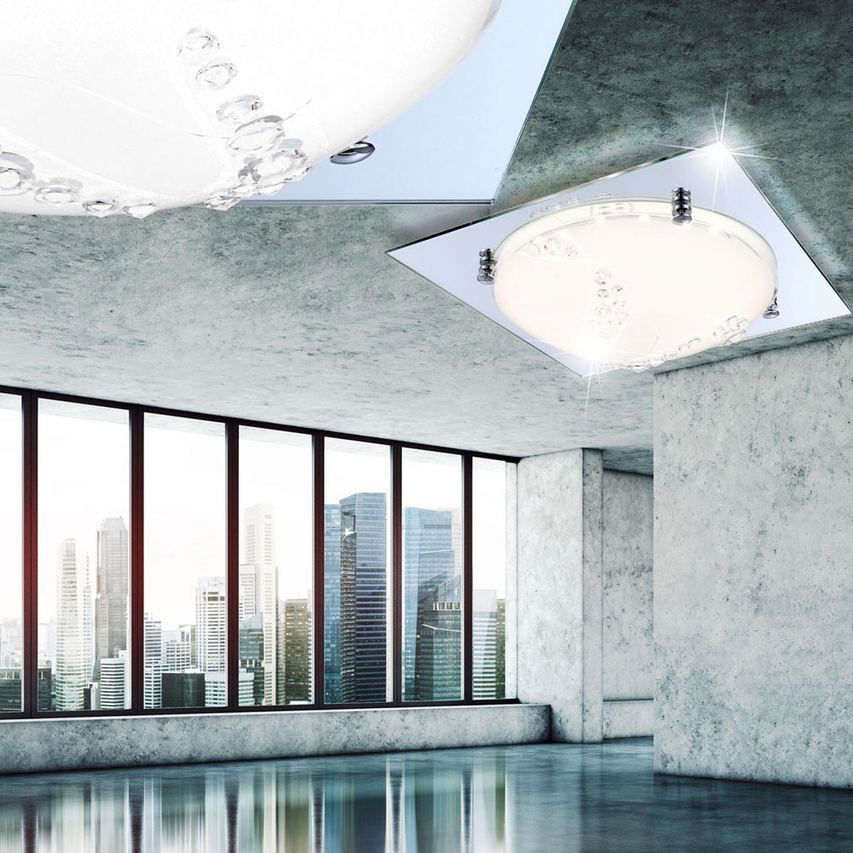 LED DECKENLEUCHTE Silber Kristalloptik - Silberfarben, Glas (31.5/31.5/8.5cm) - Globo Lighting