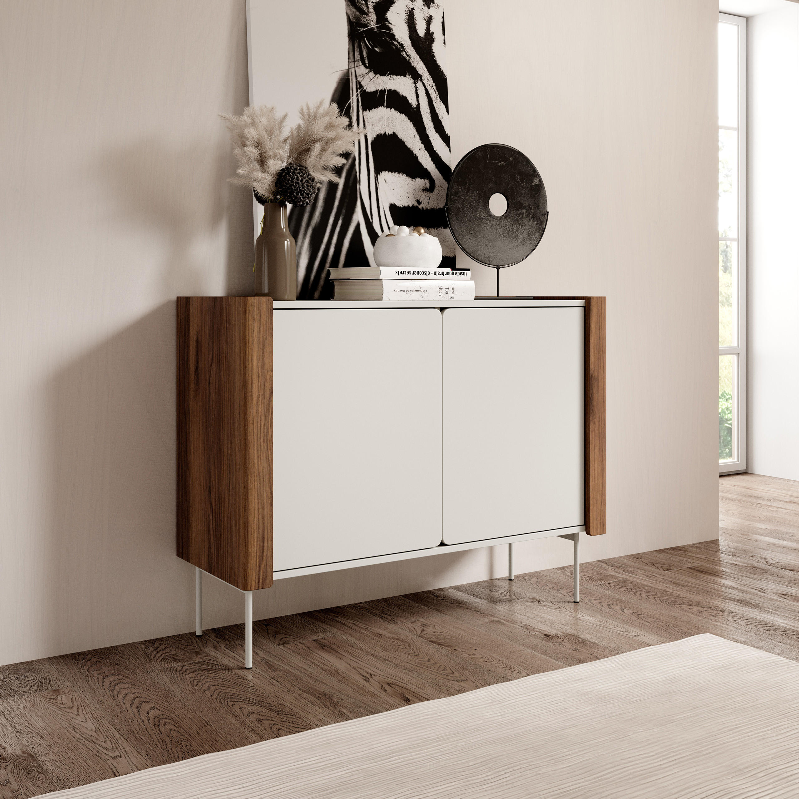 KOMMODE AVVOLGERE 105/82/39 cm mit 2 Türen Nussbaumfarben - Kaschmir/Nussbaumfarben, Holzwerkstoff (105/82/39cm) - MASSENO