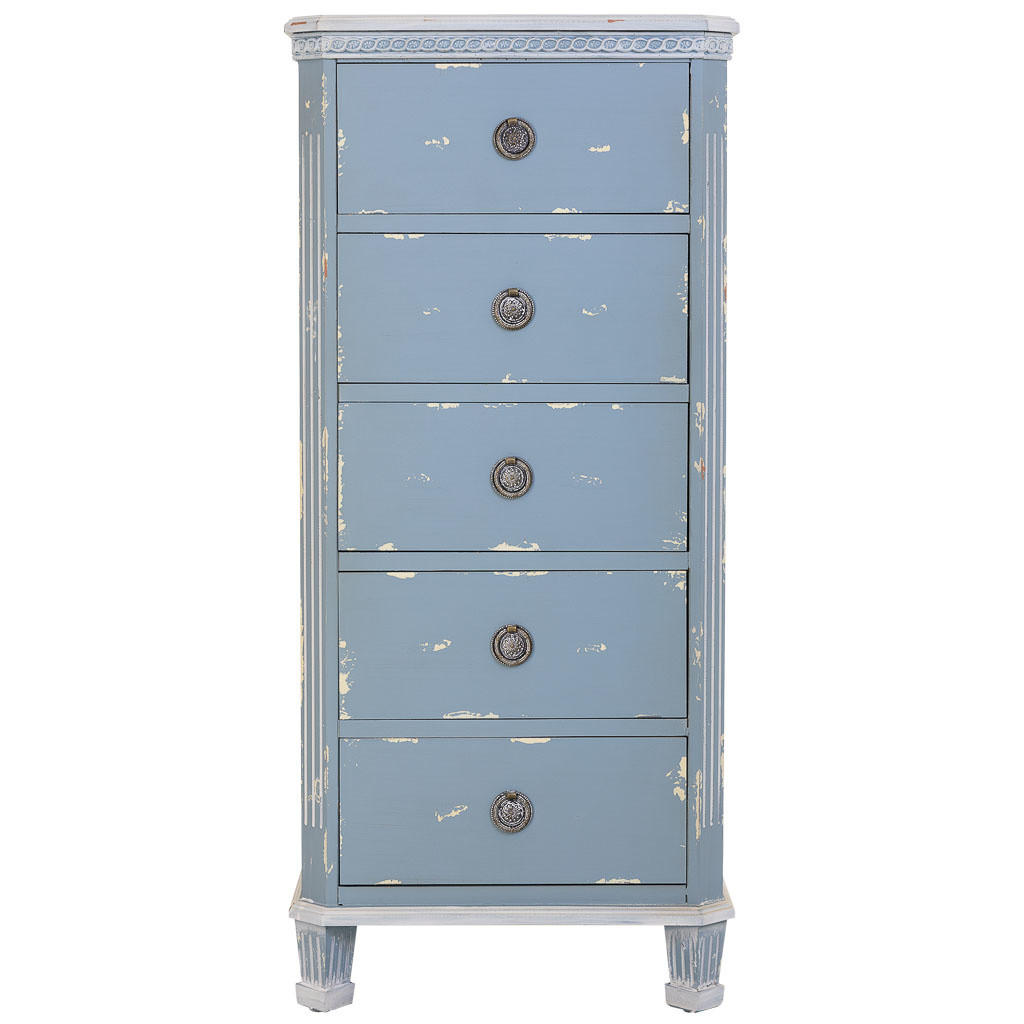 HOLZKOMMODE mit 5 schubladen 50x35x110 cm blau - Blau, Holz (50/110/35cm) - Wanderlust