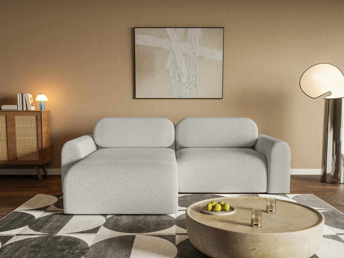 ECKSOFA Lome Mini mit Schlaffunktion, Silber - Grau, Textil (244/165cm) - Fedve