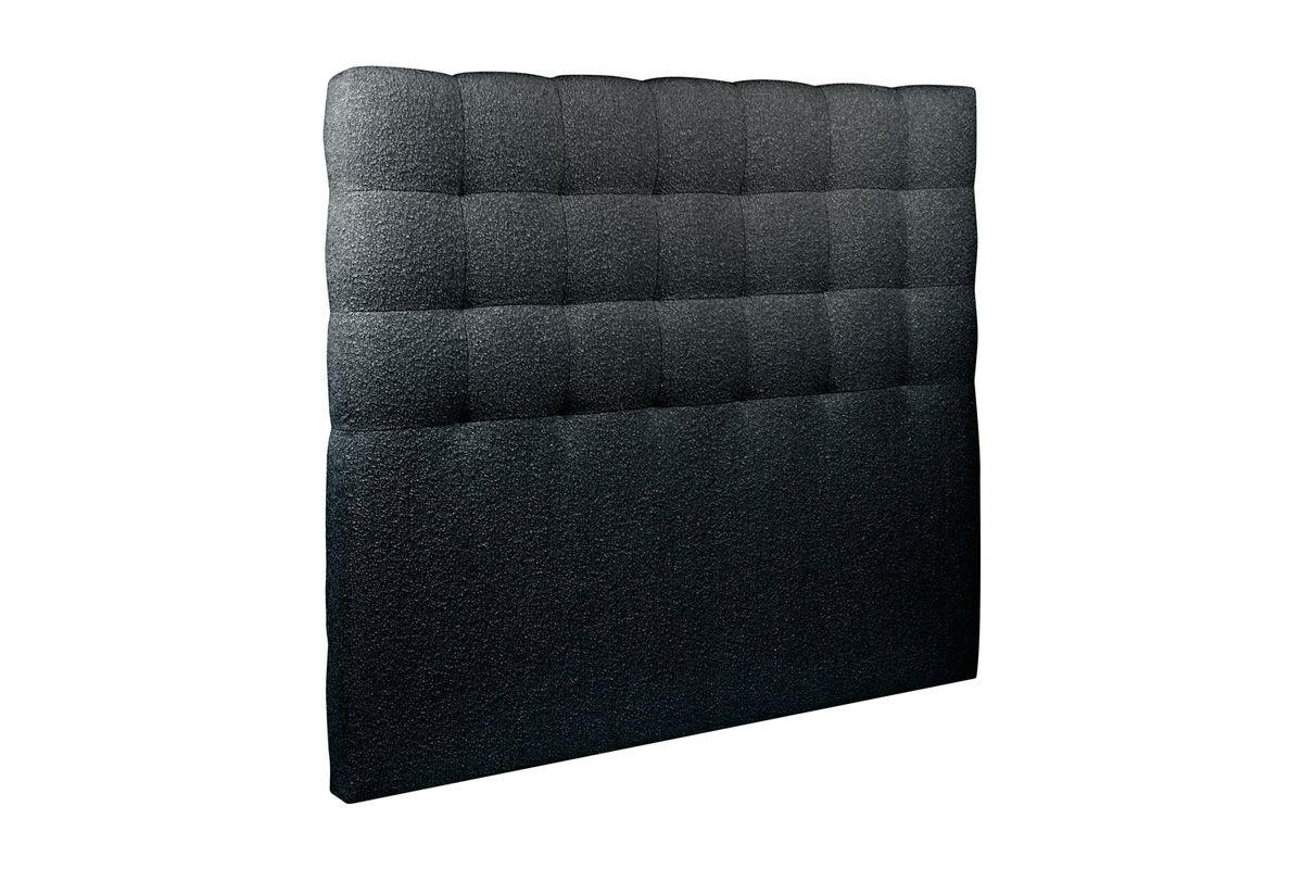 KOPFTEIL gepolstert - Gesteppt – schwarzer Bouclé-Stoff - 200 cm - Beige/Schwarz, Karton/Holz (200/120/10cm) - Sommeil de Plomb