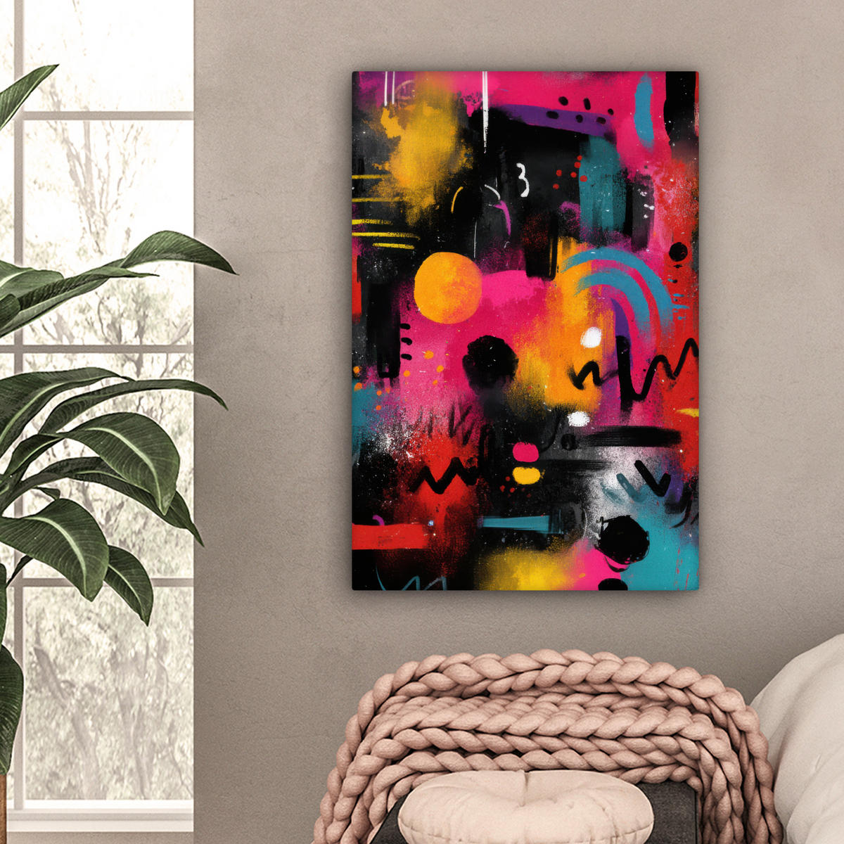 LEINWANDBILD Farbflächen - Formen - Bunt - Abstrakt Wanddeko 40x60 cm - Pink, Textil (40/60cm) - MuchoWow