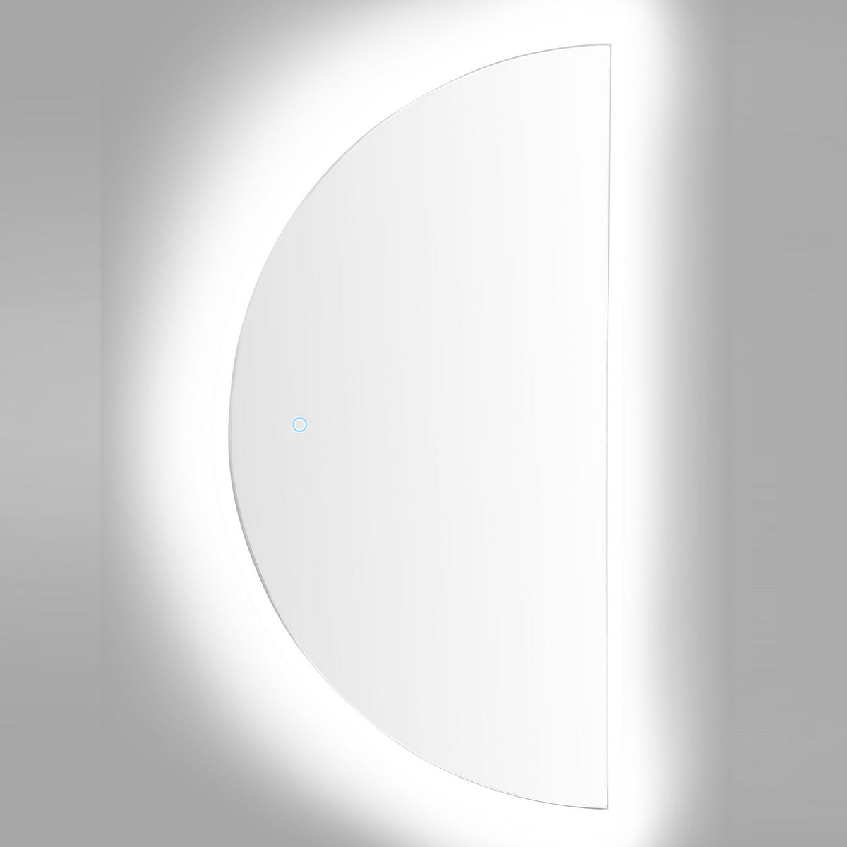 BADSPIEGEL mit LED-Beleuchtung halbrund 50/100 cm Loue - Silberfarben, Glas (50/100/4cm) - Beliani